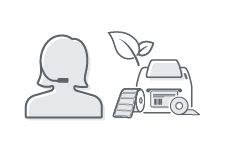Icon für Kontaktperson mit Etikettendrucker 