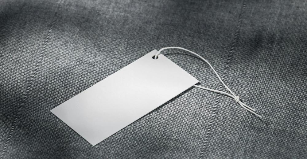 Anhängeetikett Etikett in Form eines Anhängers mit Kordel