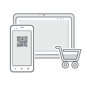 Skizzierte MDE-Handhelds mit Einkaufswagen als Iconbild zur Veranschaulichung der Thematik von MDE im Einzelhandel