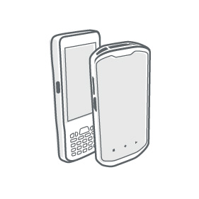 Iconbild mit einem Handheld-Computer in Grau-Weiß