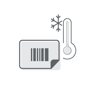 Abbildung eines Barcodeetiketts und Kältesymbols
