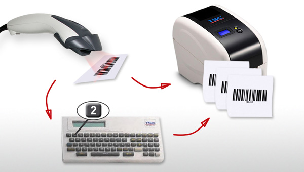 Abbildung der Schritte beim Barcode-Duplizieren (Scan-to-print-Prozess)