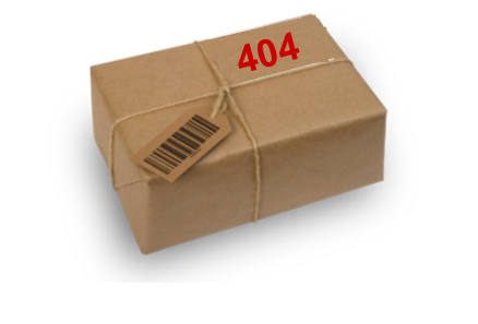 Abbildung eines Paketes mit 404 Schriftzug