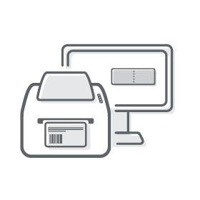 Desktop-Etikettendrucker als skizziertes Icon