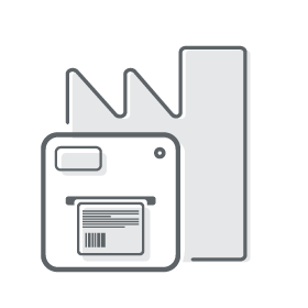 Industrie-Etikettendrucker als skizziertes Icon