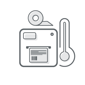 Thermotransfer-Etikettendrucker als skizziertes Icon