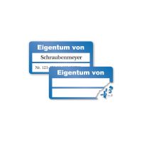 Inventaretiketten blau bedruckt