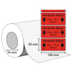 Vorsicht Glas-Aufkleber (Radiantpapier)
